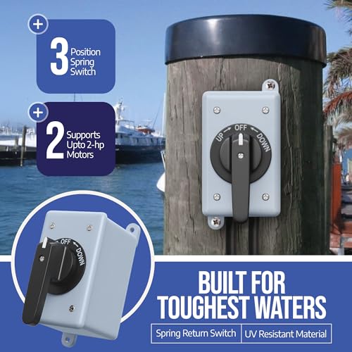 Maintained Boat Lift Switch - 3-Position Marine Control for Up to 2-HP Motors