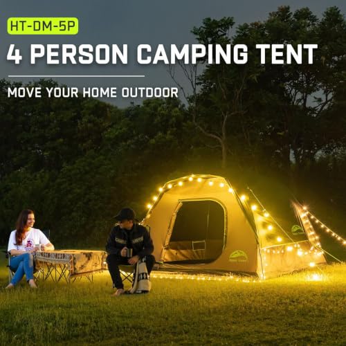 Happy Travel Black 4-Person Dome Tent with Rainfly – Spacious Camping Shelter