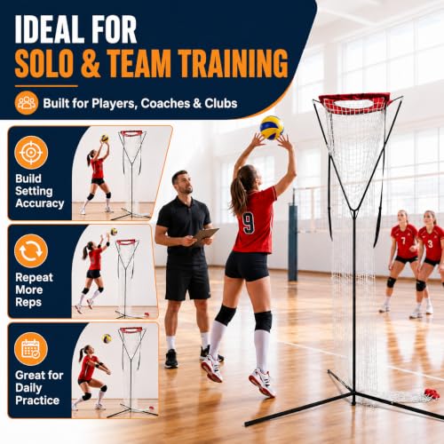 Adjustable Volleyball Setting Net with Tripod Support, 7.5-11.5 ft Training Equipment