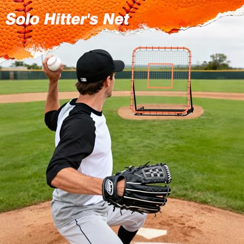Portable Baseball & Softball Rebounder Net 4x4.5 ft with 4 Adjustable Angles - Orange