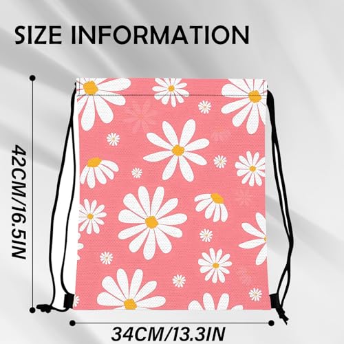 Waterproof Daisy Drawstring Backpack for Sports Beach Travel - 13x17 Inches - Z24 Daisy