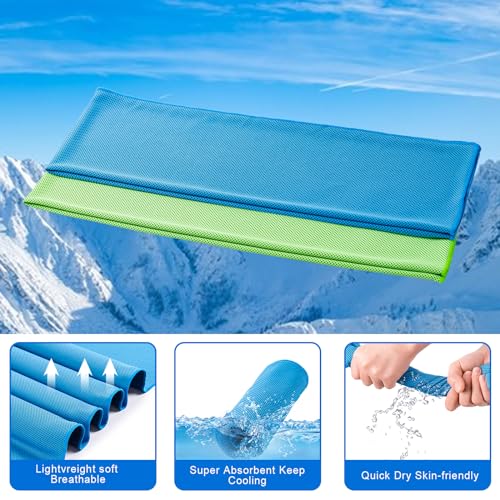 Cooling Towel 4 Pack - Black Deep Blue Deep Grey Brown 40x12 Inches Soft Breathable Ice Towel