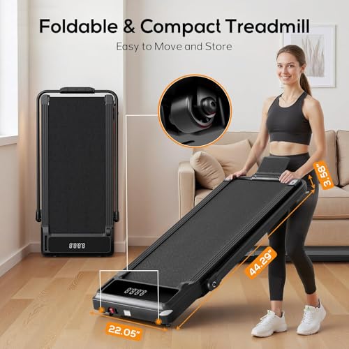 Aidoly Black Portable Under Desk Treadmill with Handle, Remote & LED Display