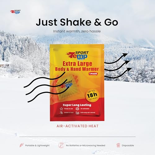 100 Pack Hand & Body Warmers - Up to 18 Hours Heat, All Natural, Odorless, Sport Temp