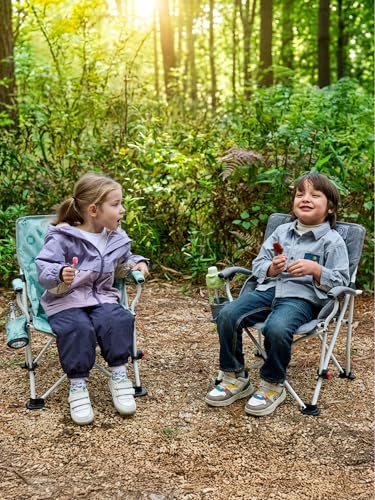 Kids Camping Chair with Cup Holder & Safety Lock - Dolphin Green, Portable, Supports 150lbs