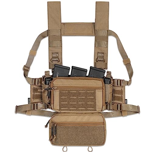 ACETAC Coyote Brown Tactical Chest Rig with Mag Pouches & Pistol Holders
