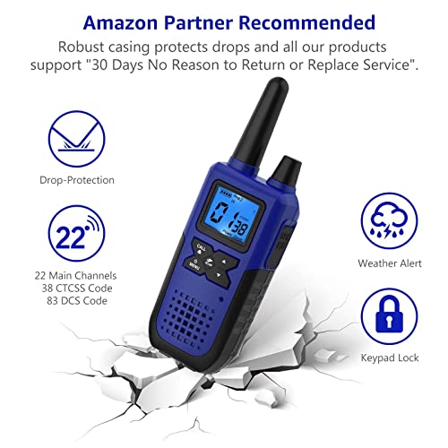 Topsung 5 Long Range Walkie Talkies for Adults with Earpieces - Blue/Green/Orange/Purple/Red