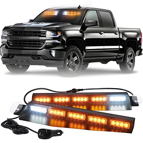 Amber Visor Light Bar 34 Inch 40 LED Strobe Lights for Vehicles - XRIDONSEN