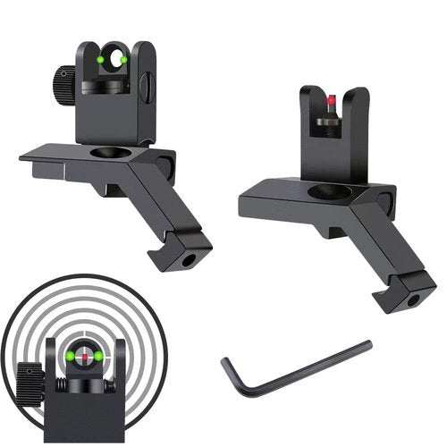PRISM PIONT Front and Rear Flip-up Rapid Folding 45-Degree Tilt Iron Optical Fiber Sight Scope