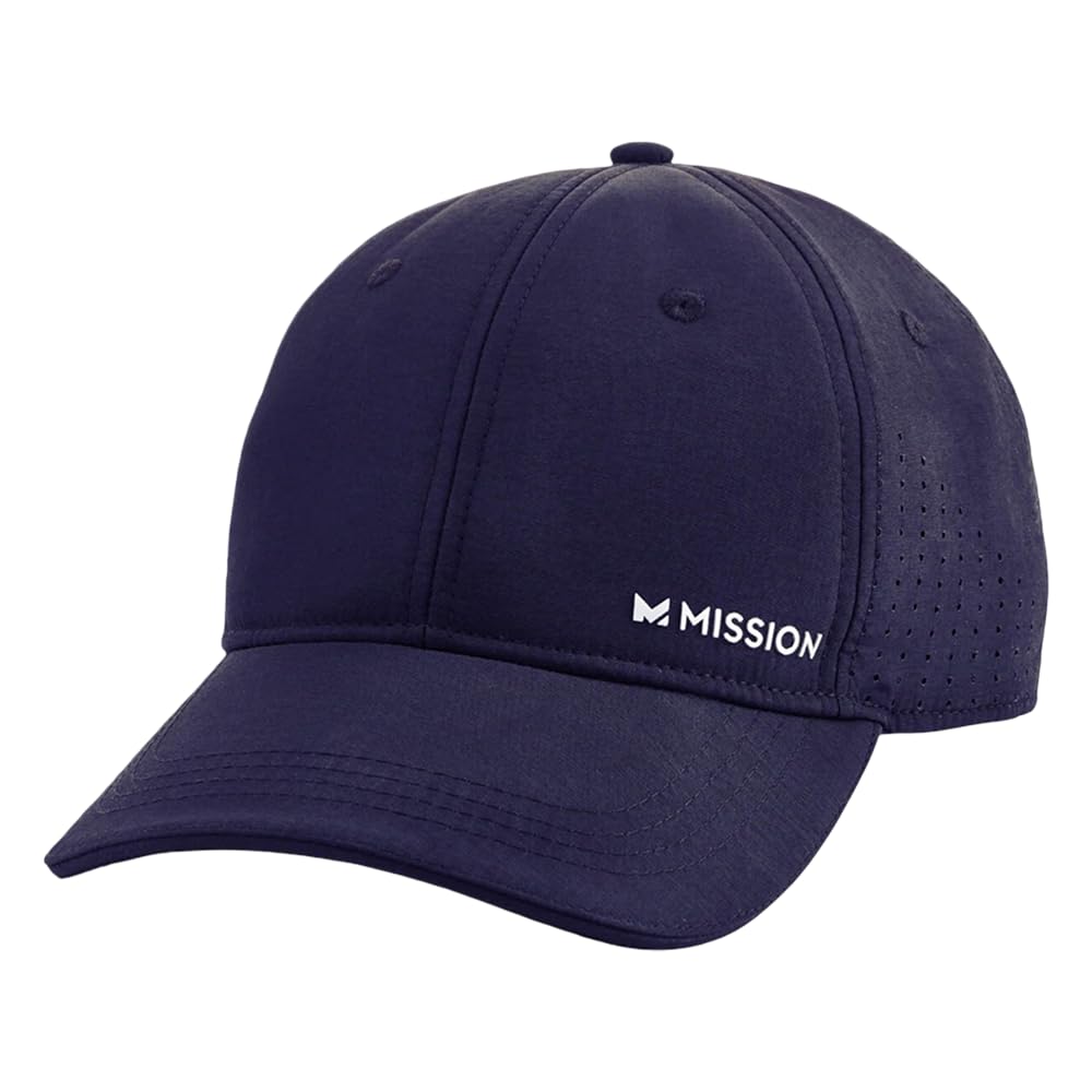 MISSION Cooling UPF Vented Performance Hat - Unisex One Size Cap for Workouts, Golf & Running - Sweat & Water Activated Technology - (Navy)
