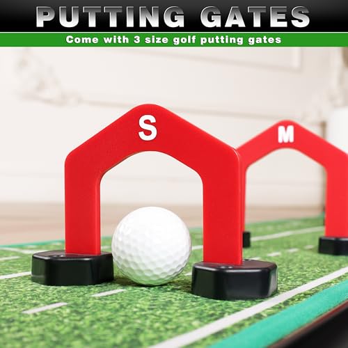 Black Indoor Golf Putting Green with 3 Gates - Practice & Improve Accuracy
