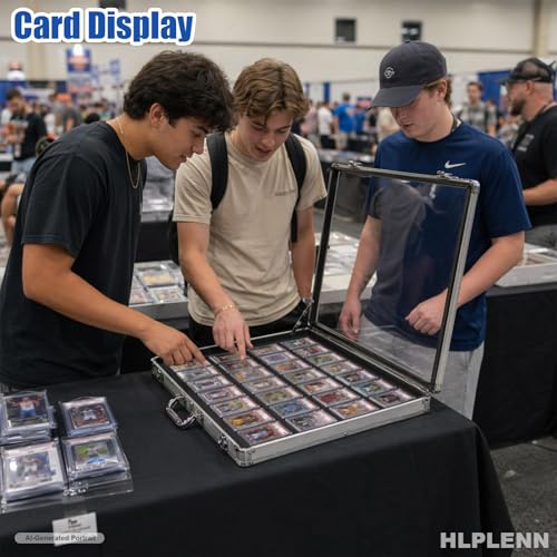 Silver Large Card Display Case 33x22 Aluminum Lockable Trade Show Jewelry Sports Card Holder with Handle