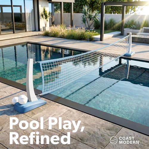 Water-Weighted Pool Volleyball Net Set for Inground Pools - Adjustable Up to 25 Ft