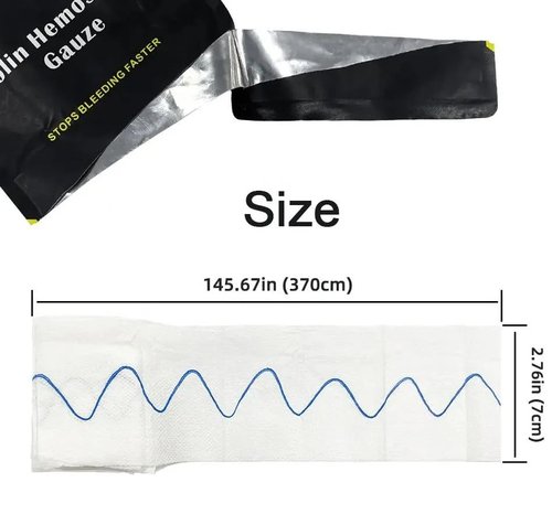 CareTac Advanced Quick Clotting Combat Gauze 3" x 12' – Compressed Hemostatic Z-Folded Wound Packing Medical Gauze with Kaolin for Faster Bleed Stop for Emergency First Aid, Survival & Tactical Gear