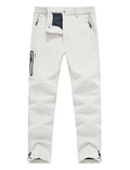Rdruko Men's Winter Snow Pants, Waterproof Windproof Softshell Fleece Lined Insulated Zip Pocket Hiking Ski Motorcycle (White Grey, 34)
