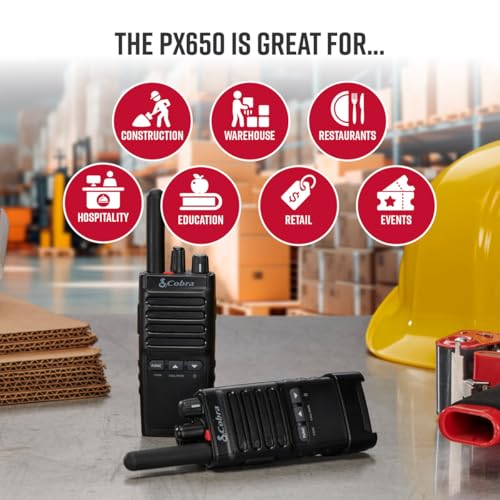 COBRA PX650 BCH6 6-Pack Business Walkie Talkies Rechargeable Long Range 300,000 sq ft