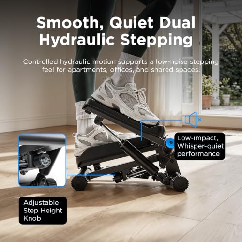 JLL Fitness Black Twist Stepper Machine with Resistance Bands – Low-Impact Cardio