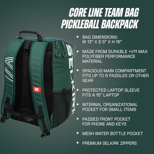 Pickleball Backpack with Paddles & Accessories - Forest Green / Team Bag