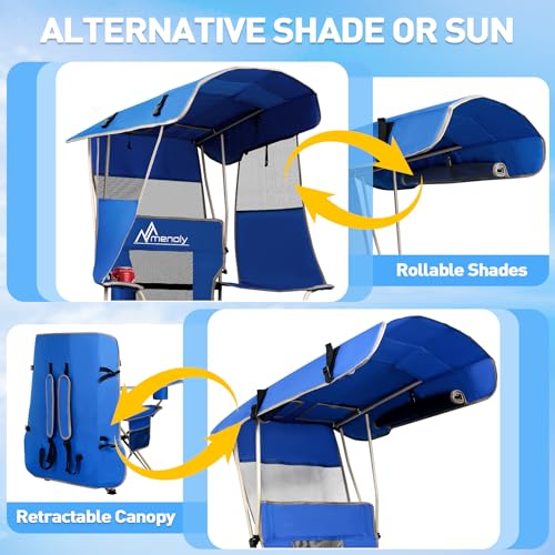 Folding Camping Chair with Shade Canopy and Cooler Bag for Outdoor Activities