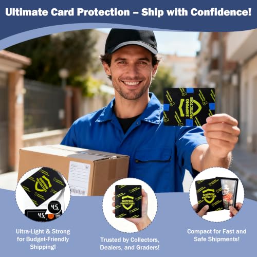 Black 1000-Pack Trading Card Shipping Protectors 3.5 x 4.5 Inches with Tape