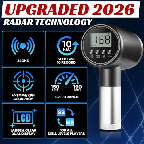 JASCOPRO 24GHz Baseball Radar Gun with Dual LED & LCD Display, Speed Accuracy ±1 MPH
