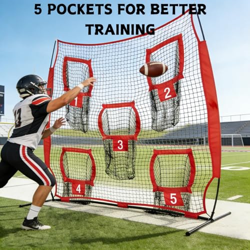 7x7ft Football Throwing Net with 5 Targets Portable QB Training Equipment