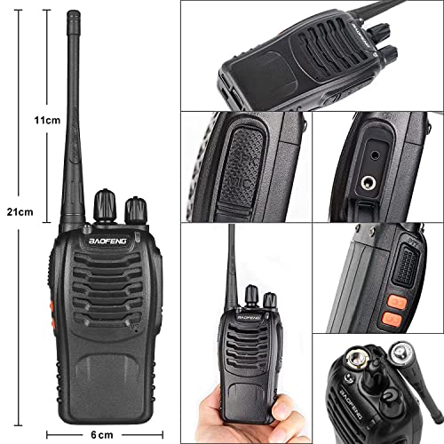 Black 8-Pack Walkie Talkies for Adults Long Range Two-Way Radios Rechargeable