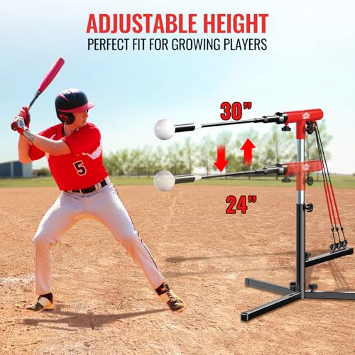 Youth Baseball & Softball Swing Trainer with Auto Reset & Adjustable Height