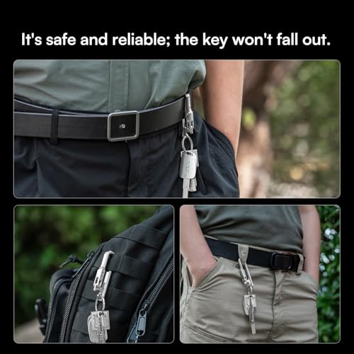 Titanium Belt Keychain with Sandblasting Finish, 40mm Wide Unlocking Gravity Lock, EDC Key Chain for Men and Women