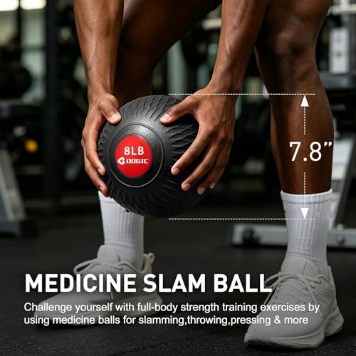 Weighted Slam Ball for Exercise & Workout - Black, 8 LB