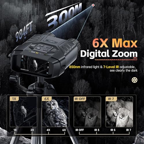 FNIRSI NVS40 4K Night Vision Goggles with 36MP Camera, Long Range Wildlife Observation