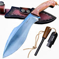 BA-KOR Survivor III Fixed Blade Knife BA-K0c 10mm Thick Steel with Leather Sheath, Outdoor Hunting & Camping Tool