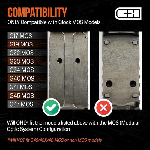 C+H Precision Optics Adapter Plate for Glock MOS Holosun 509T Steel Made in USA