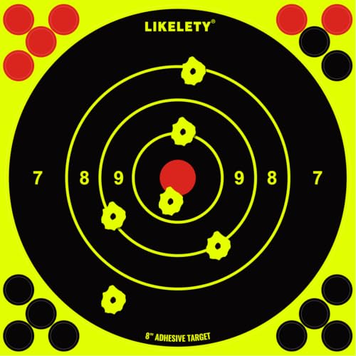 8x8 Inch Self-Adhesive Splatter Shooting Targets - Bright Fluorescent Yellow, Pack of 25