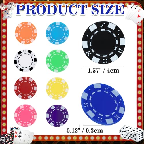 250 Pcs Plastic Poker Chips Set for Texas Hold'em & Casino Games - Durable & Colorful