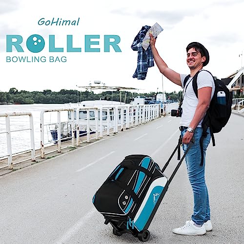 GoHimal Double Roller Bowling Bag Black-Blue | 2 Balls Shoe Compartment