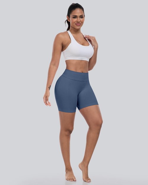 CHRLEISURE High Waisted Biker Shorts - Butt Lifting Seamless Gym Set | 4-Piece Collection