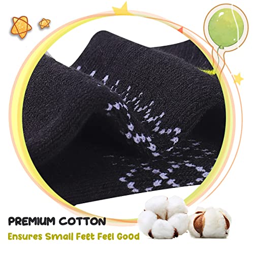 Kids Athletic Socks 12 Pairs for Boys, Cushioned Ankle Socks, 4-6 & 6-8 Years, Black, Variation of 10-12 Years