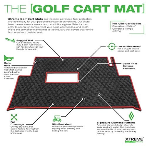 All Black Golf Cart Floor Mat for Club Car Precedent, Onward, Tempo - Custom Fit