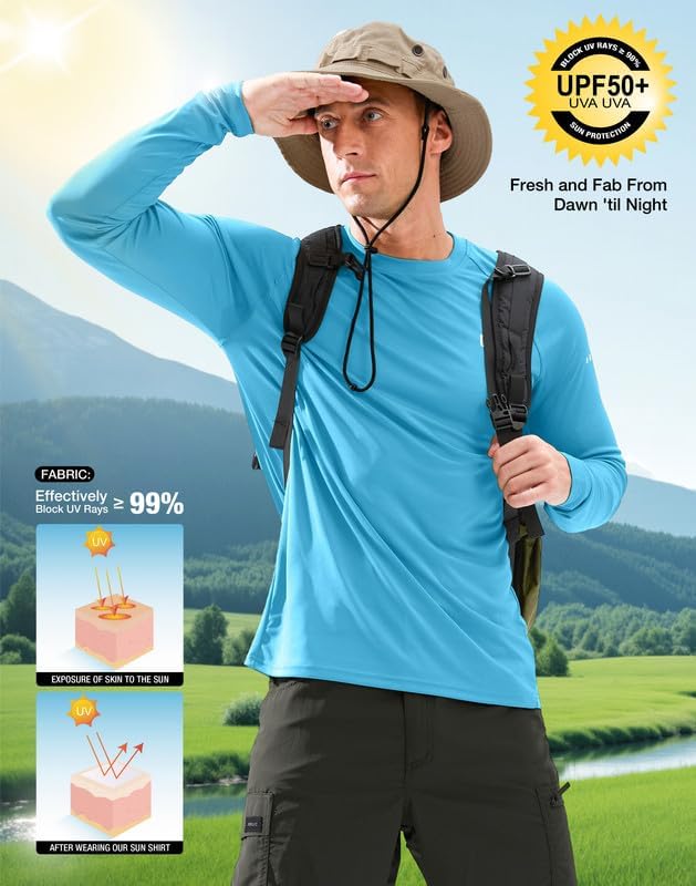 Skiennix Men's Sun Protection Long Sleeve Shirt - UPF 50+ UV Blocker for Outdoor Activities