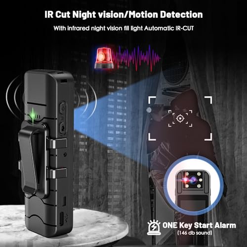 Kaysunlink 4K 128GB Body Camera with Night Vision, 1.4” Screen, Brown/Black