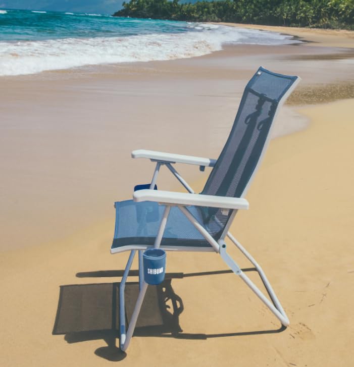 Tall Beach Chair 17 Inch Seat Sky - Supports 400 lbs, Reclining, Anti-Rust Frame