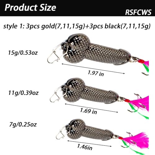 Fishing Lure Kit for Trout Bass Mackerel - 3 Pcs Gold & Black 7-15g 2024