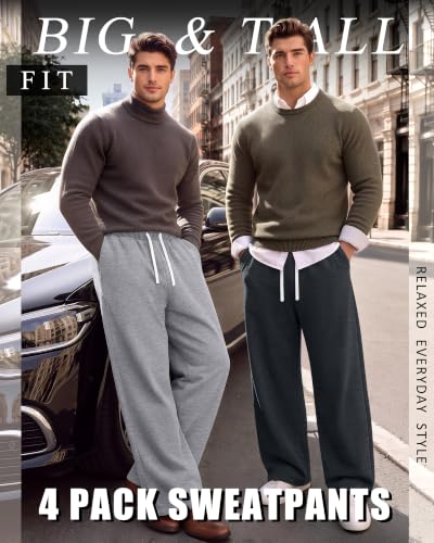 Velvelhall 5X-Large Men's Navy Blue Open Bottom Jogger Sweatpants Pack of 4