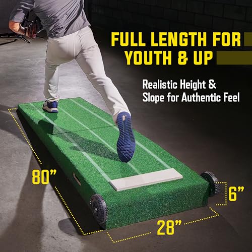 Portable Baseball Pitching Mound with Stride Lines - Foldable 80x28 Inches