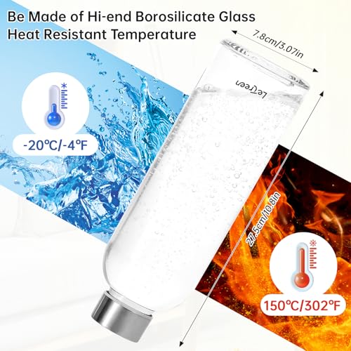 Glass Water Bottle 32oz Borosilicate with Sleeve Dark Gray - Reusable Leakproof