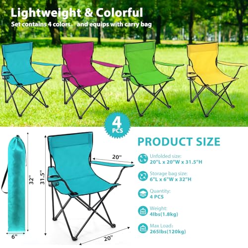 4 Pcs Folding Camping Chairs with Carry Bag - Regular Size, Stylish