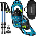 Kids Snowshoes with Adjustable Trekking Poles - Blue 17" Snowshoe Set