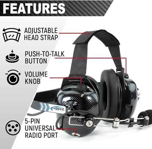 Rugged Radios H41 Behind-the-Head Racing & Industrial Headset with Noise Cancelling Mic
