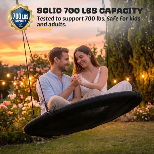 Trekassy 48-Inch Black Saucer Tree Swing for Kids & Adults, 700lbs Capacity
